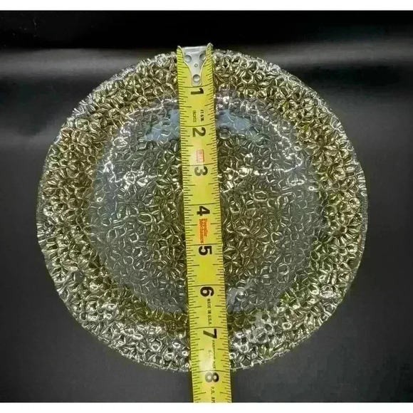 Vetropuro Gold Amber Glass 8 1/4” Diameter Pedestal Textured Dessert Stand Plate - Picture 4 of 9